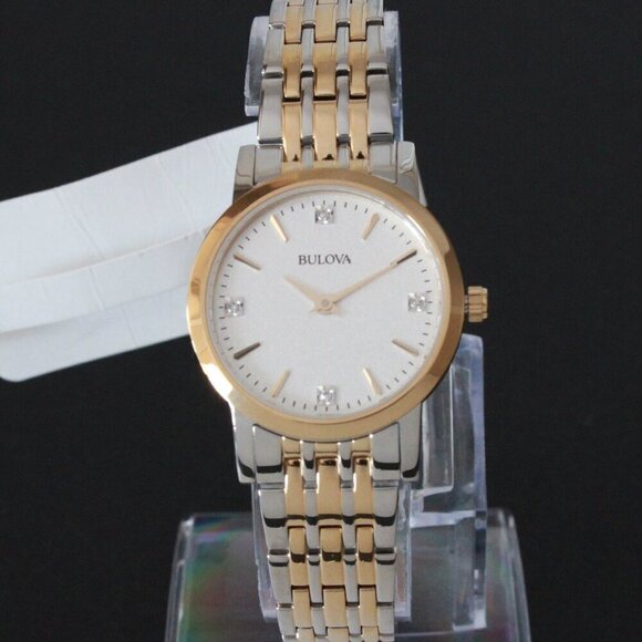 Bulova Ladies Sutton Classic Quartz Watch Four Diamond Accents Two Tone 27mm main image 9